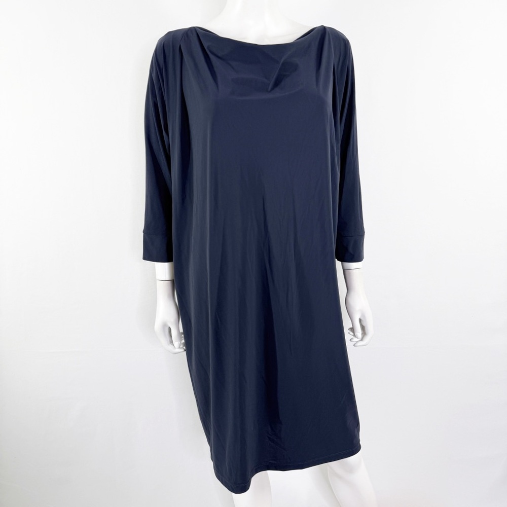Beatrice .b Navy Blue Shift Dress Size S Casual Chic Minimalist 3/4 Sleeves